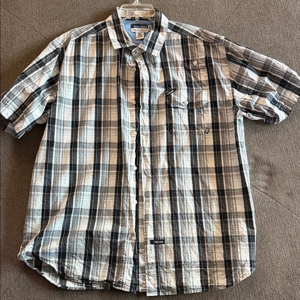 Ecko Unlimited Black and White Checkered Button Shirt